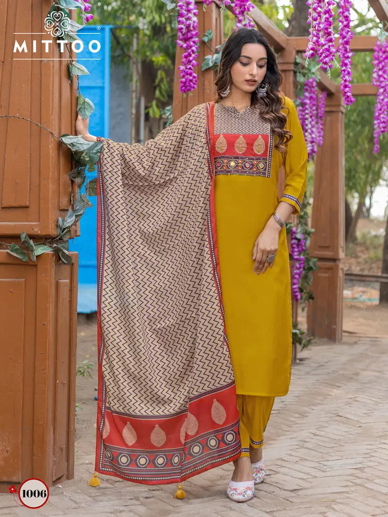 Amaya By Mittoo Modal Embroidery Kurti With Bottom Dupatta Exporters In India